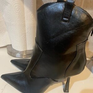 NEW - Black Leather Weather style Ankle Boots